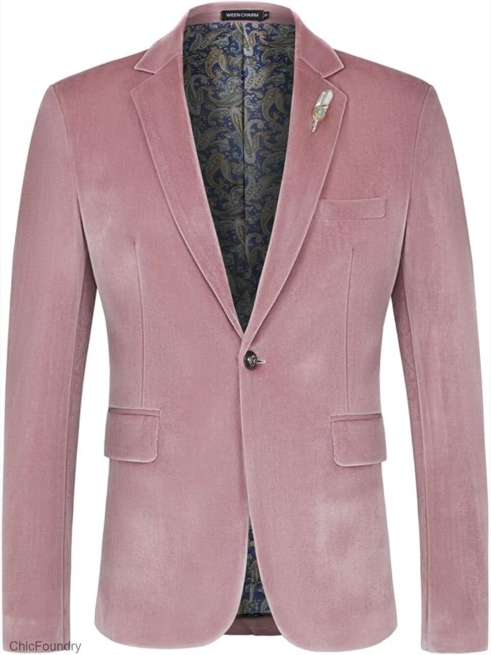 Slim Fit Velvet Blazer Men Sport Coat Suit Jacket Prom Wedding Dinner Party